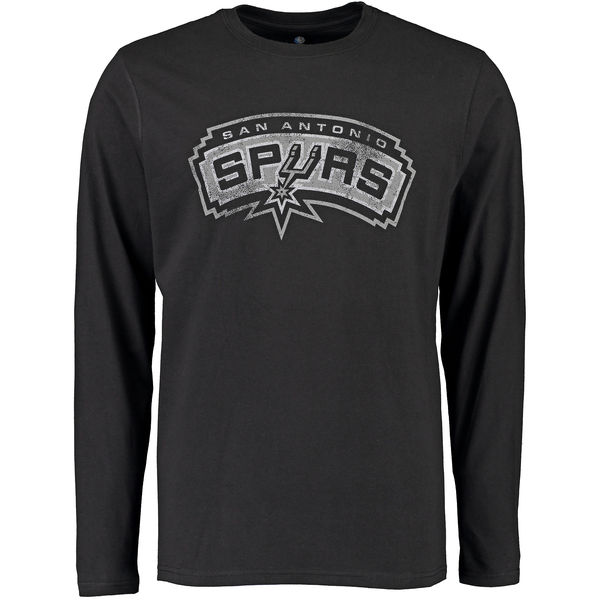 NBA Men San Antonio Spurs Distressed Long Sleeve TShirt Black